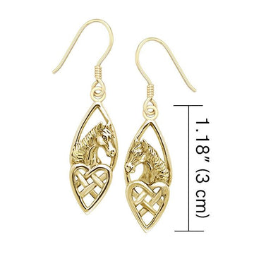 Horse Over Hearts Solid Gold Earrings GER124 - Jewelry